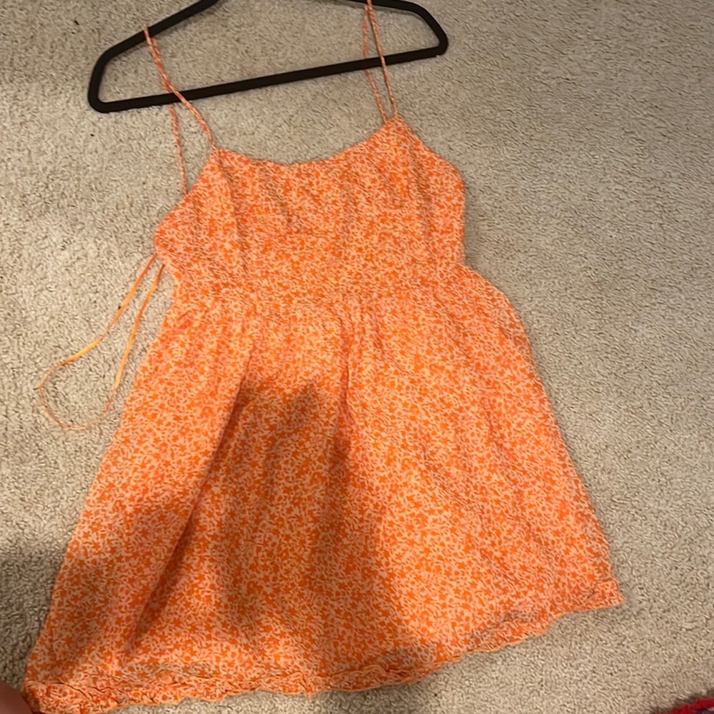 Isabelles Cabinet, Orange Floral Summer Mini Dress.